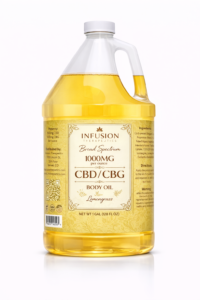 Golden-yellow CBD_CBG body oil jug
